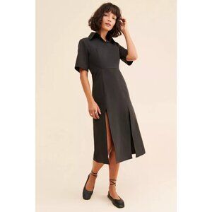 Ghospell Black Power Slide Midi Dress NWT